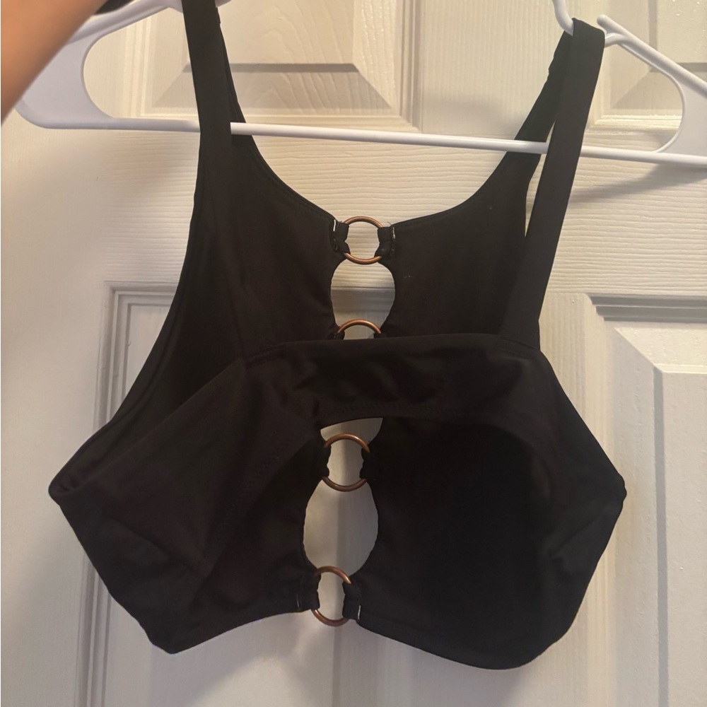Aerie Black Bikini Top with Ring Details - Picture 2 of 3